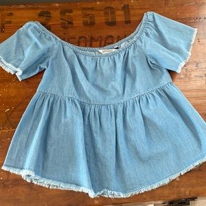 Zara Denim Off Shoulder Top